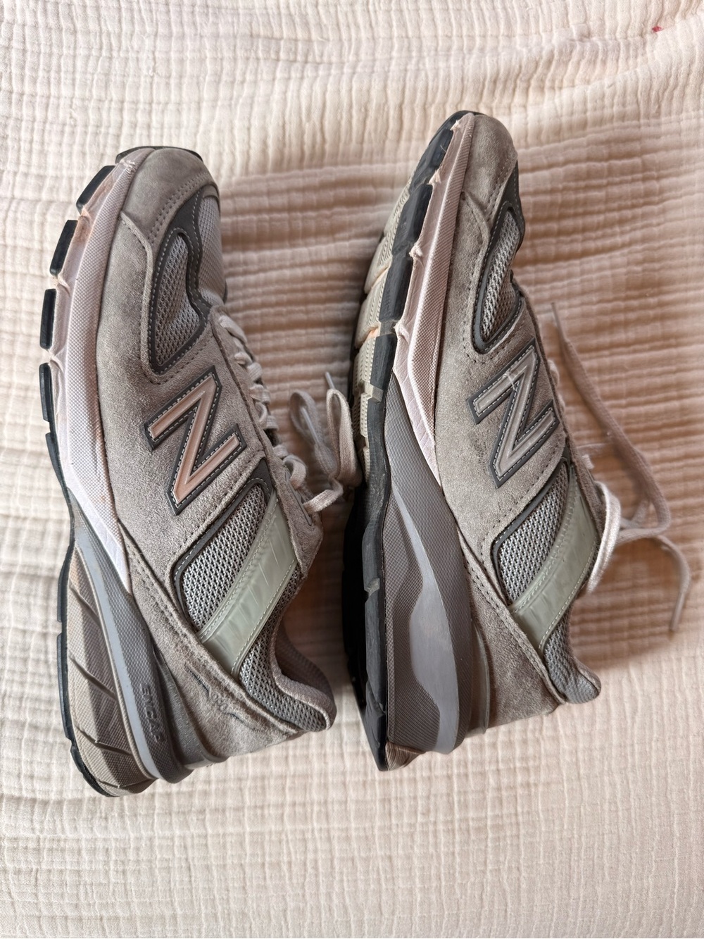 New Balance Women's Taupe & Gray Suede Mesh Sneakers